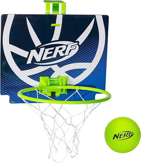 Nerf Mini Over The Door Basketball Hoop - Nerfoop Indoor Basketball Hoop for Kids - Toy Door Basketball Hoop + Mini Foam Basketball Game Set - Perfect for Bedroom Indoor Basketball - Green