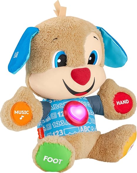 Fisher-Price Baby Learning Toy Laugh & Learn Smart Stages Puppy Musical Plush with Lights & Educational Songs for Infants Ages 6+ Months