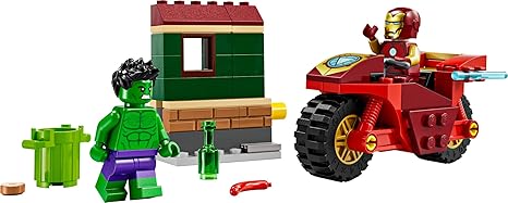 LEGO Marvel Iron Man with Bike and The Hulk Building Set, Easy Build Marvel Toy for Kids, Collectible Playset with Motorcycle Toy and 2 Minifigures, Great Gift for Boys and Girls Ages 4 and Up, 76287