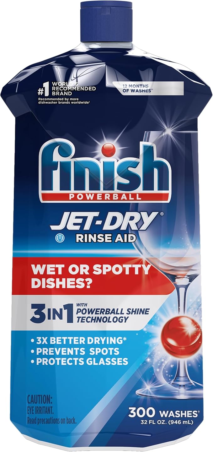 Finish Jet-Dry Liquid Rinse Aid, Dishwasher Rinse and Drying Agent, 32 fl oz, Packaging may vary (Pack of 1 )